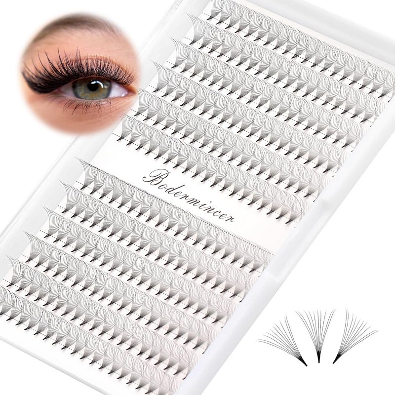 Dedila Short Stem Nature Long 10D Premade Fans Dramatic Volume Eye Lashes Extensions Thickness 0.07mm D Curl Soft and Light Weight Individual False Eyelashes Cluster (13MM) - Image 1